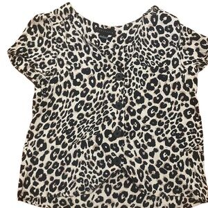Short Sleeve Women’s Blouse Cheetah Print With Front Buttons